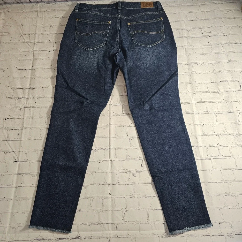 Lee Heritage High Rise‎ Skinny Jeans Dark Wash Button Fly Raw Hem 14M